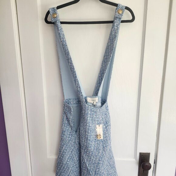 NWT Anthropologie Maeve Tweed Pinafore Skirt, Light Blue, Size 8 - Picture 7 of 9
